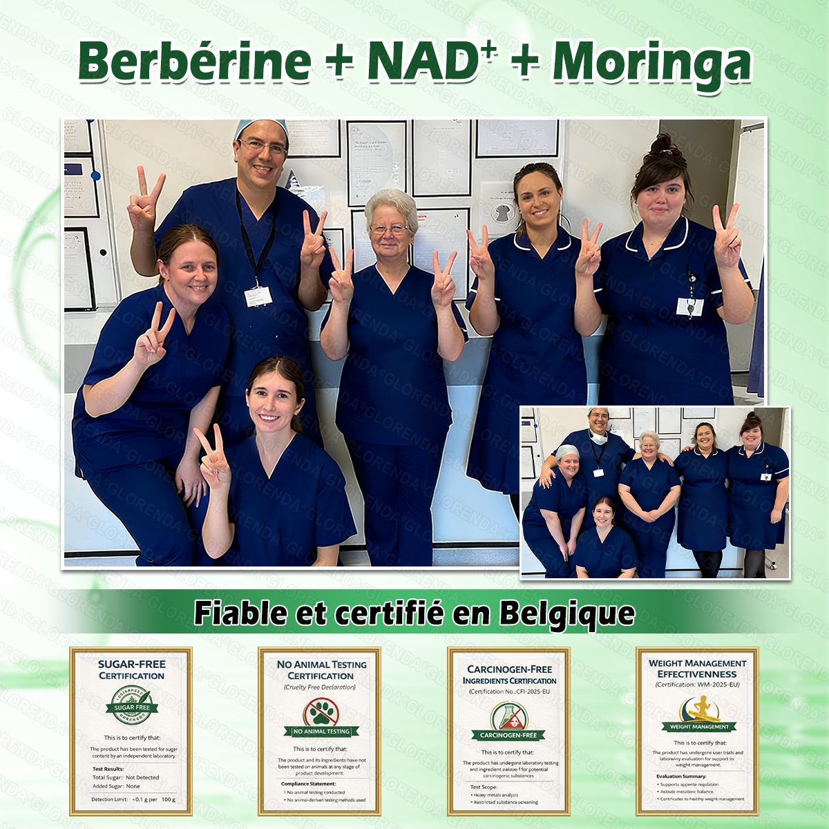Boutique officielle 🇧🇪 | 👩⚕️💃 𝐆𝐋𝐎𝐑𝐄𝐍𝐃𝐀® Moringa · Berbérine + NAD+ – Patch Microneedle Nano Avancé 10-en-1 (1 patch/jour, résultats visibles en 7 jours)