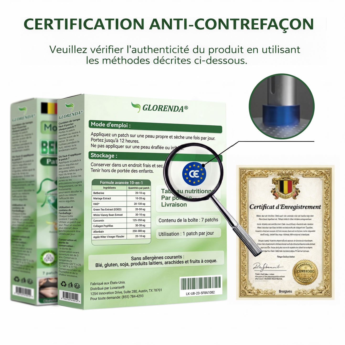 Boutique officielle 🌻🌻 𝐆𝐋𝐎𝐑𝐄𝐍𝐃𝐀® Moringa · Berbérine + NAD+ – Patch Microneedle Nano Avancé 10-en-1 (1×/jour, résultats visibles en 7 jours) | Obésité, relâchement cutané, apnée du sommeil, articulations, etc.