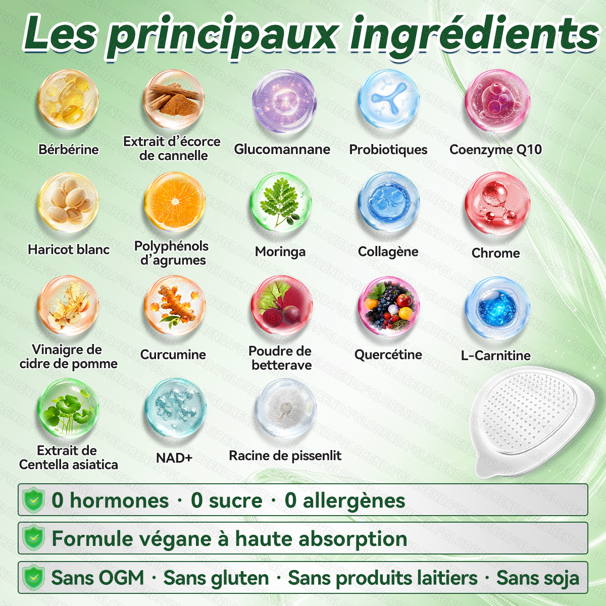 Boutique officielle 🇧🇪 | 👩‍⚕️💃 𝐆𝐋𝐎𝐑𝐄𝐍𝐃𝐀® Moringa · Berbérine + NAD+ – Patch Microneedle Nano Avancé 10-en-1 (1 patch/jour, résultats visibles en 7 jours)