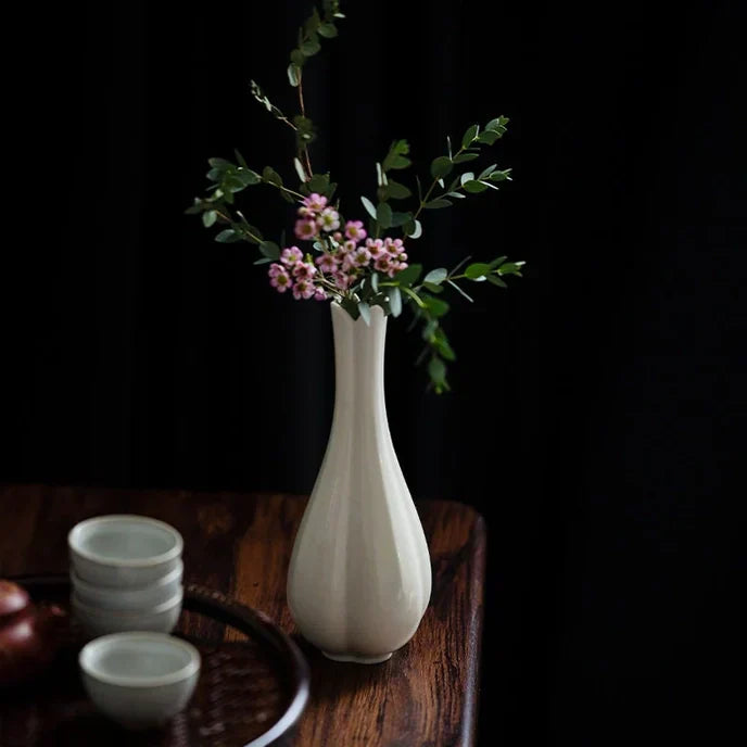 Handmade White Ceramic Tall Vase
