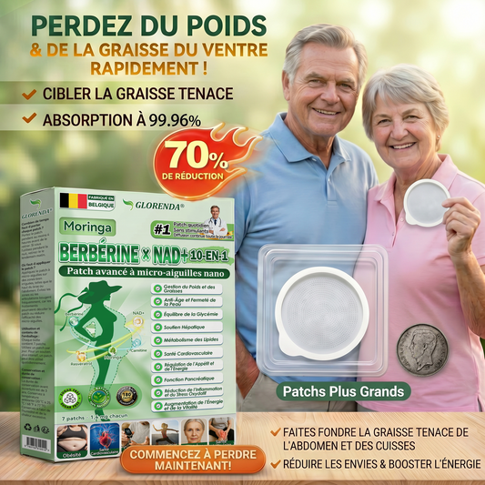 Boutique officielle 🌿🌿 𝐆𝐋𝐎𝐑𝐄𝐍𝐃𝐀® Moringa · Berbérine + NAD+ – Patch Microneedle Nano Avancé 10-en-1 (1×/jour, résultats visibles en 7 jours) | Obésité, relâchement cutané, apnée du sommeil, articulations, etc.