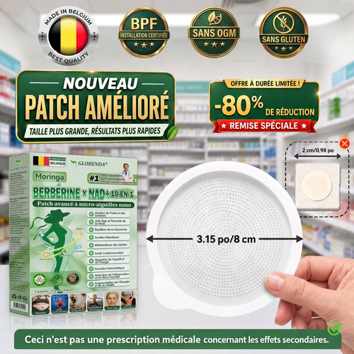 Boutique officielle 🇧🇪 | 👩‍⚕️💃 𝐆𝐋𝐎𝐑𝐄𝐍𝐃𝐀® Moringa · Berbérine + NAD+ – Patch Microneedle Nano Avancé 10-en-1 (1 patch/jour, résultats visibles en 7 jours)