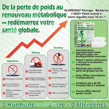 Boutique officielle 🇧🇪 | 👩‍⚕️💃 𝐆𝐋𝐎𝐑𝐄𝐍𝐃𝐀® Moringa · Berbérine + NAD+ – Patch Microneedle Nano Avancé 10-en-1 (1 patch/jour, résultats visibles en 7 jours)